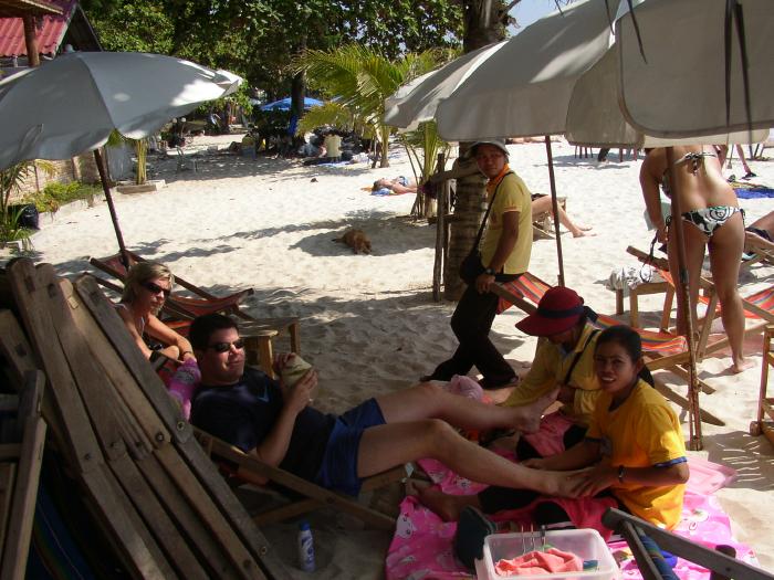 My Friend Getting A Dual Foot Massage On Koh Samed, Thailand